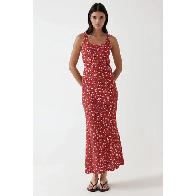 Allower Bloemmotief U-Hals Maxi-jurk