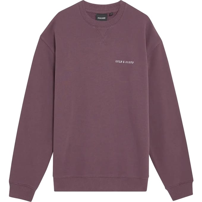 Lyle & Scott Script Brushback Crew Neck Sweatshirt Dusky Maroon Size: XXL | Sweaters Outlet | Heren |