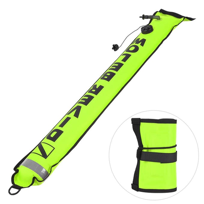 6FT Hoge Zichtbaarheid Opblaasbare Duiken SMB Oppervlakte Signaal Marker Boei (Fluorescent Geel) yellow