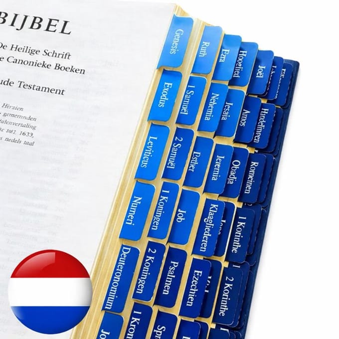 Bijbel tabsticker Nederlands Blauw zelfklevend 66 tabs - tabs papier – accessoires – bijbelstudie