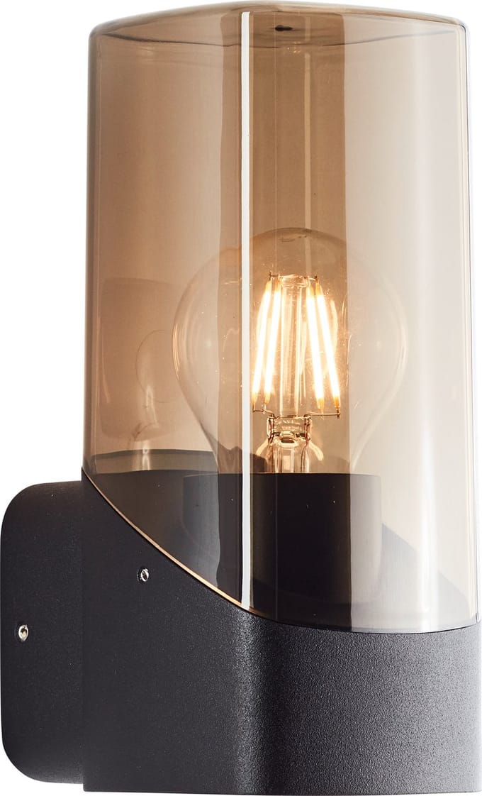 Brilliant MINOU Buitenwandlamp E27 max 1x10W - Zwart/Smoke Glas