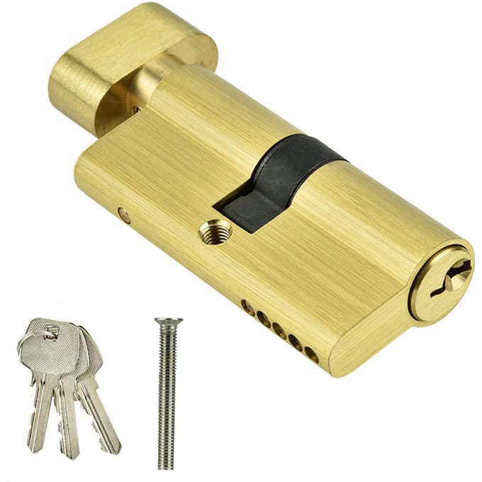 65mm Koperen Enkel Open Sluitcilinder Slaapkamerdeur Sluitcilinder met Sleutels beige