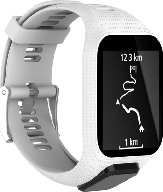 Siliconen bandje - geschikt voor TomTom Runner 2 / Runner 3 / Spark 2 / Spark 3 - wit
