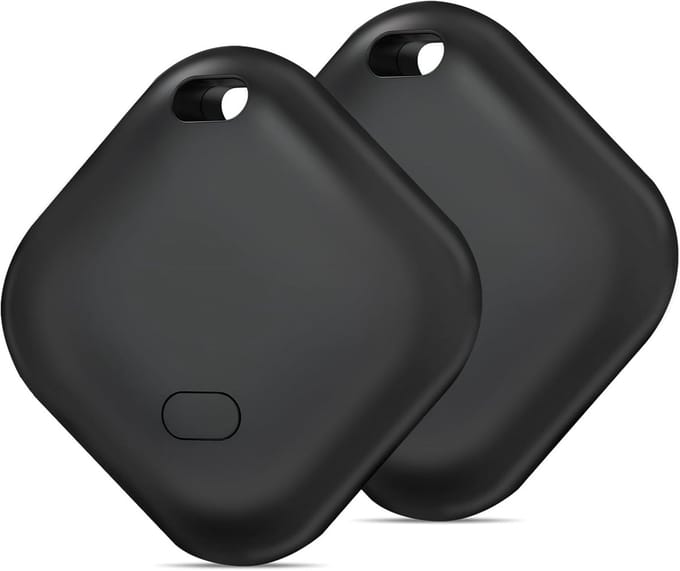 2 stuks Bluetooth Object Locator Plocator, compatibel met Apple Lokaliseren (alleen iOS), Smart Object Tracker voor koffers/sleutels/tassen（zwart）