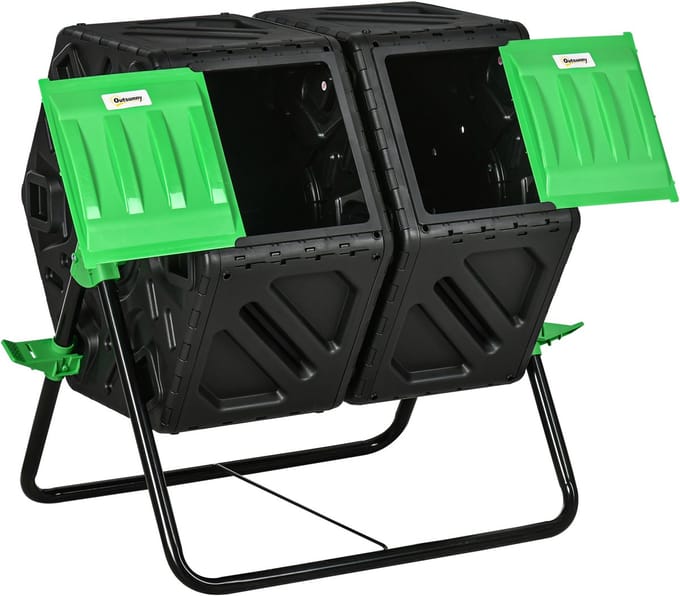 Outsunny Outdoor Composter - PP - 67x60x77cm - Zwart