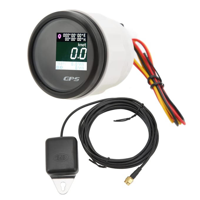 52mm GPS Snelheidsmeter Kilometerteller Kilometerstandmeter LCD Display DC 9‑32V voor Camper Marine Boot Jacht Voertuigen Black Dial Black Cover black