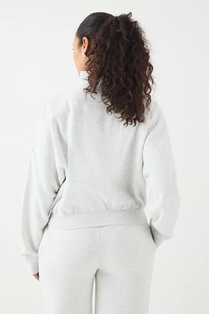 Dames DSGN Studio Geborduurd Bomberjack met Rits en Col | Ash Grey | Maat: 2XL