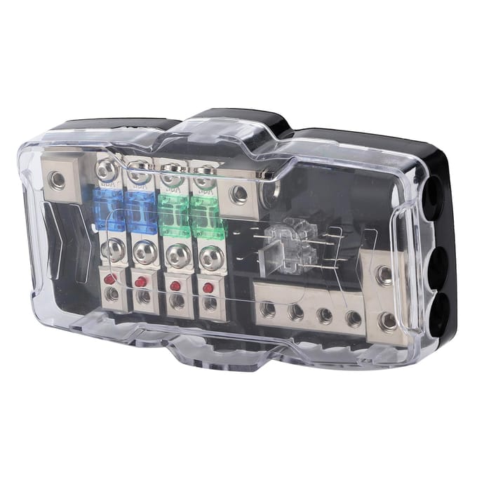 Zekeringkast Auto Audio Stereo Multifunctioneel 4-weg Distributiehouder met LED voor SUV ATV UTV gray