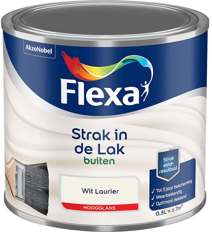 Flexa - Strak In De Lak Buitenlak Hoogglans - Wit Laurier - Mengverf - 500 Ml