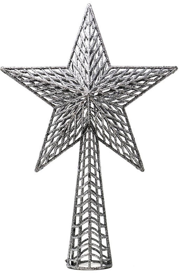 GUIRMA - Kerstboompiek Ster Zilver Glitter 27 cm Kerstdecoratie