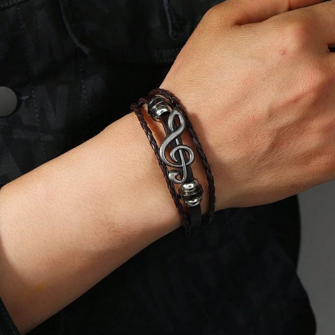 Meerlaags Mode Muzieknoot Armband, Unisex Koppel Ontwerp bruin