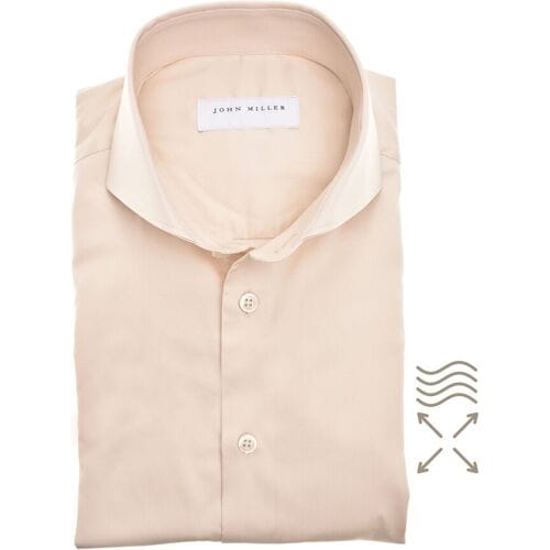 John Miller Overhemd Solid Color Slim Cutaway Stretch Sandy / male