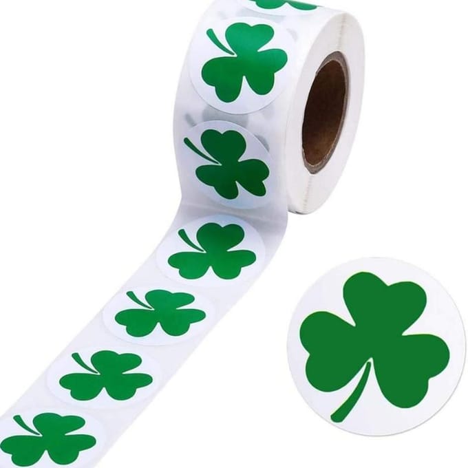 500 Stuks Iers Festival Cadeaustickers St. Sint Patrick's Dag Stickers white