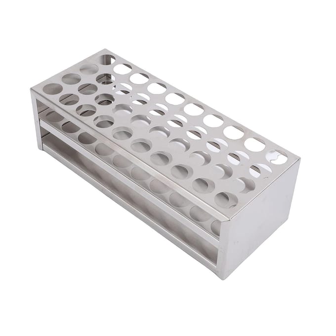 40 Gaten Reageerbuisrek Roestvrij Staal Centrifugebuis   voor 21mm Buisjes Laboratorium Experimenten white