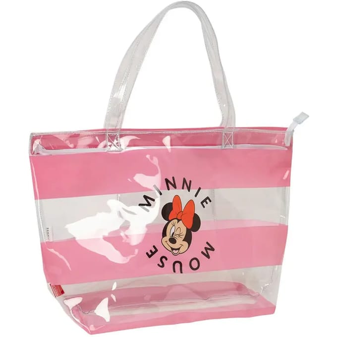 Handtas Dames Minnie Mouse Beach Roze Transparant