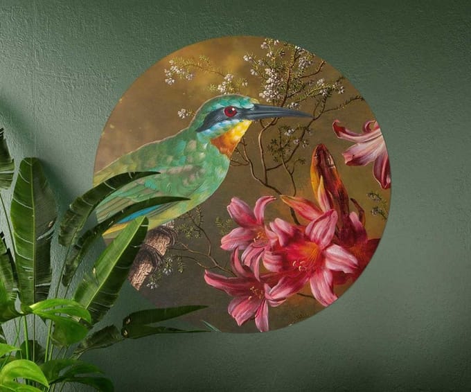 Behangcirkel 80cm Botanical birds - Wallz