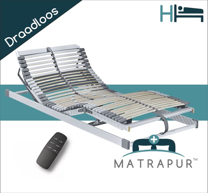 MATARPUR | 42-lats elektrisch verstelbare lattenbodem met draadloze afstandsbediening 90x200