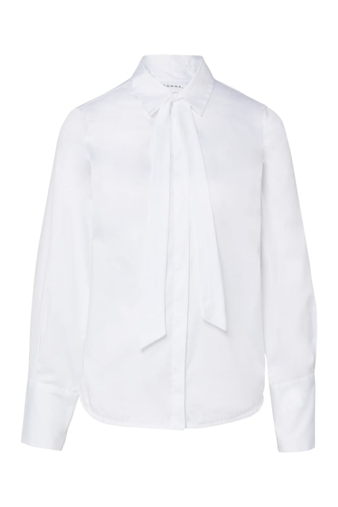 comma - female - Stretch popeline blouse met afneembaar strikdetail