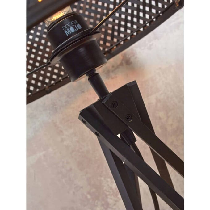 GOOD&MOJO Vloerlamp Java - Bamboe Zwart - Ø50x146cm - Modern - Staande lampen voor Woonkamer - Slaapkamer