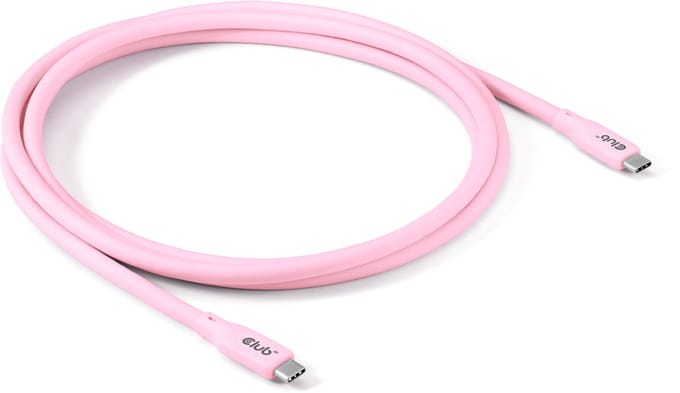 Club 3D USB4 Gen2x2 Type-C bidirectioneel Baby roze 4K60Hz, Data 20Gbps, PD 240W(48V/5A) EPR M/M 2m/6.56ft