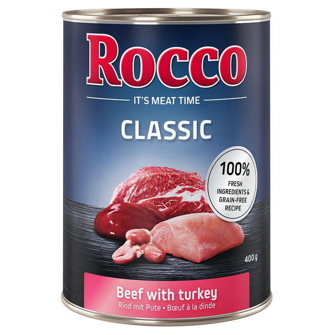 6x400g Rund met Kalkoen Rocco Hondenvoer