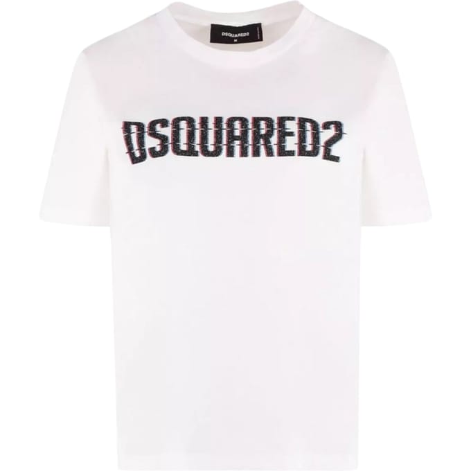 Dsquared2 T-shirt Met Logo-opdruk En Ronde Hals, Wit