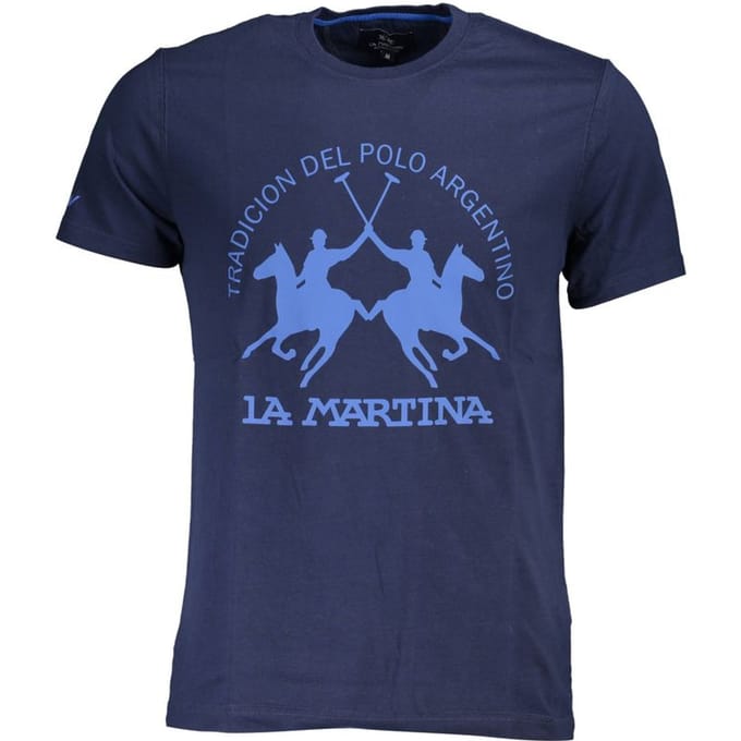 La Martina Blauw Katoenen Heren T-shirt