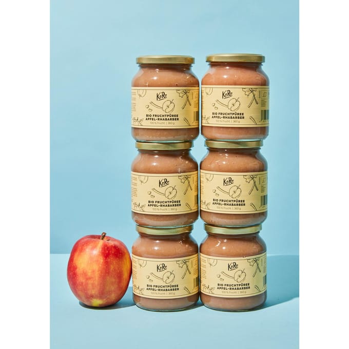 Bio vruchtenpuree appel-rabarber 6 x 360 g