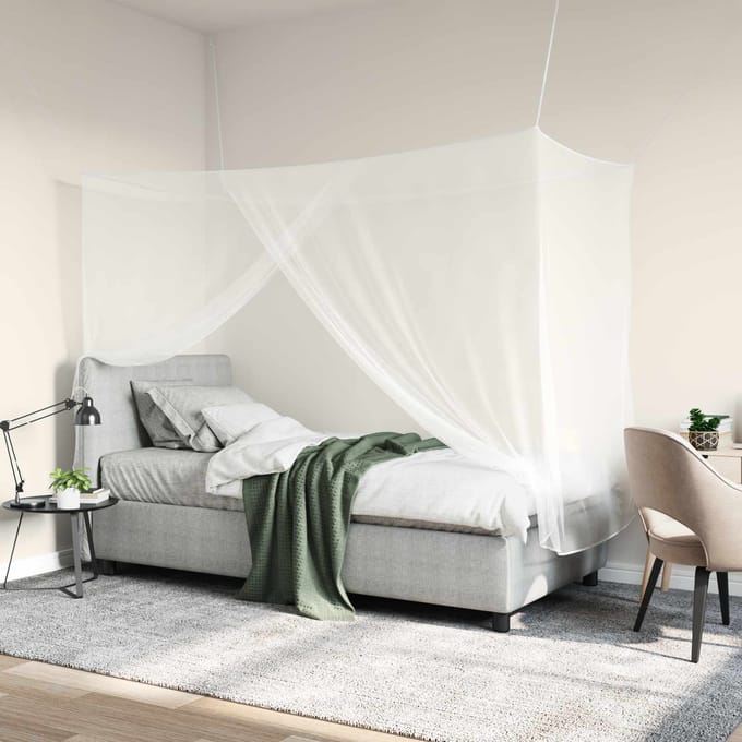 vidaXL - Muggennet - voor - bed - 3 - st - 156 - mesh - Wit - 220 - x - 100 - x - 150 - cm