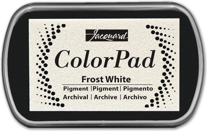 Jacquard inktkussen Frost White pigment voor knutselen en schilderen.