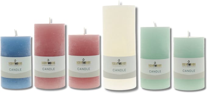 Scentmoods Rustieke Kaars Set Polar Elegance – Luxe Stompkaars en Dinerkaars in Koele Kleuren