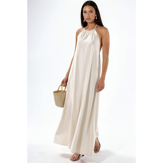 Linnenmix Halternek Maxi-jurk