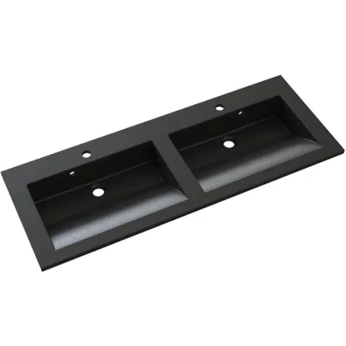 Allibert Dubbele Wastafel Slide Solidsurface - Polybeton - Rechthoekig - Zwart - 120,2cm