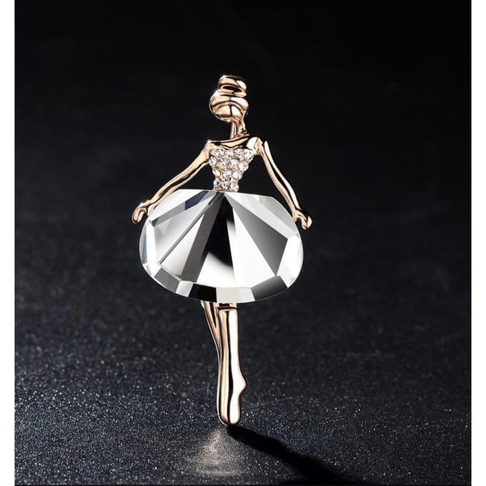 Klassieke Ballet Dans Broche, Elegante Dames Bal Sieraden Cadeau, Modieuze Meisjes Badge Accessoires wit