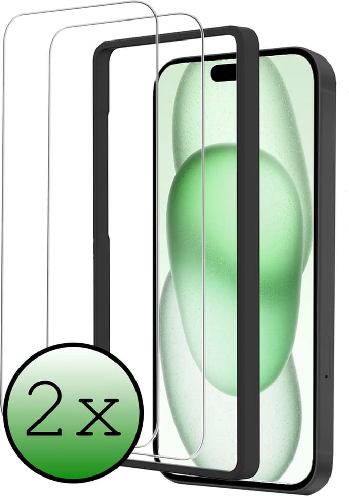 Screenprotector - 2 Stuks Geschikt voor Apple iPhone 15 Plus - Met Installatie Frame - Beschermglas - Gehard Glas - Tempered Glass - Screen Protector