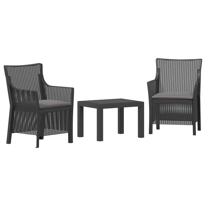 vidaXL - Lounge - Set - 3 - st - Antracietkleurig - PP