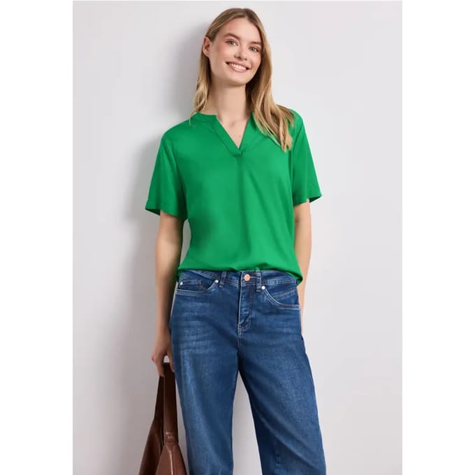 Blouse met losse schouders en gespleten hals
