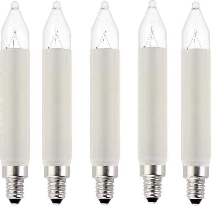 5x E10 3W 34V Kleine Steekkaarsjes voor Lichtbogen en Kerstverlichting Warm Wit
