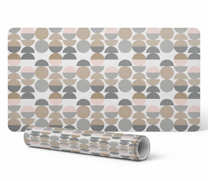 Antislip bureauonderlegger met geometrische halfronde afbeeldingen 120x60 cm