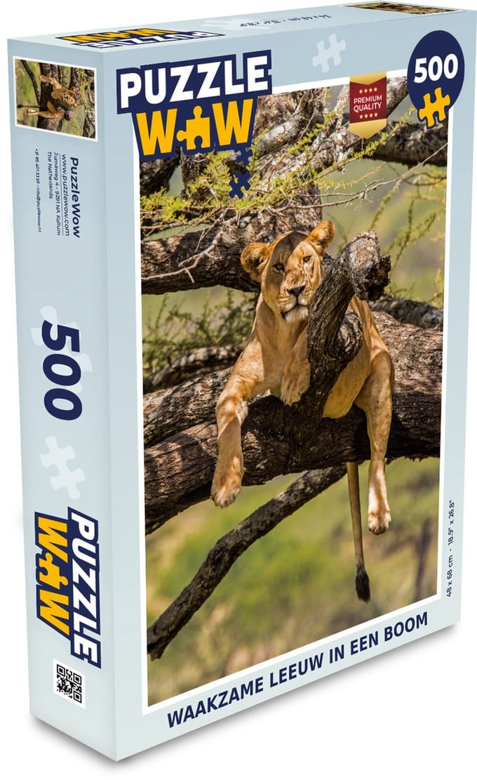 Puzzel Leeuw - Boom - Bruin - Legpuzzel - Puzzel 500 stukjes