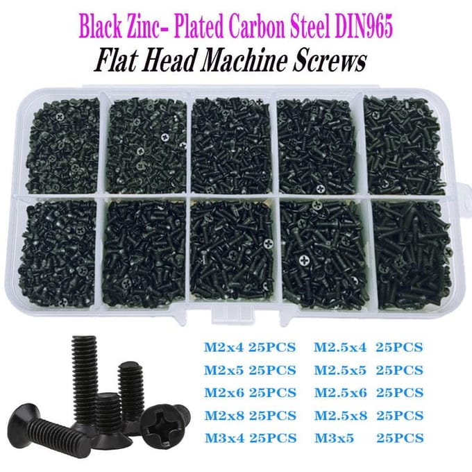 KM M2 M2.5 M3 Schroef Platte Kop Kruiskop Machineschroeven Laptop Notebook Schroeven Set Kit computer klein Zwarte Bouten SET2 500PCS black