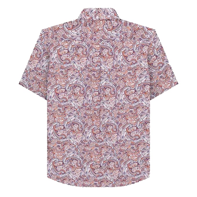Lambretta Heren Paisley Overhemd met korte mouwen (Roest/Wit)