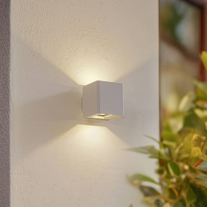 Lucande LED buiten wandlamp Aaron, wit, IP54, up/down