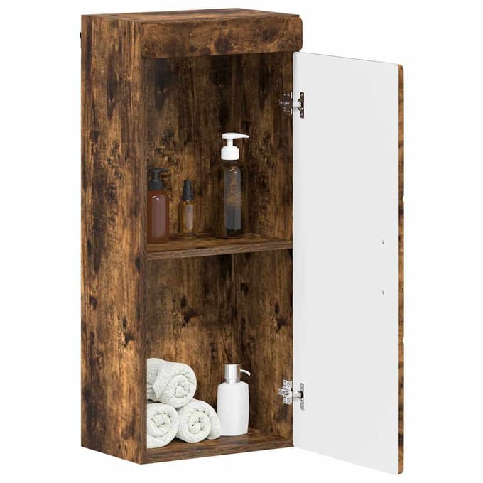 vidaXL - Badkamer - wandkast - TULUM - Gerookt - eiken - 37 - x - 24,5 - x - 86 - cm