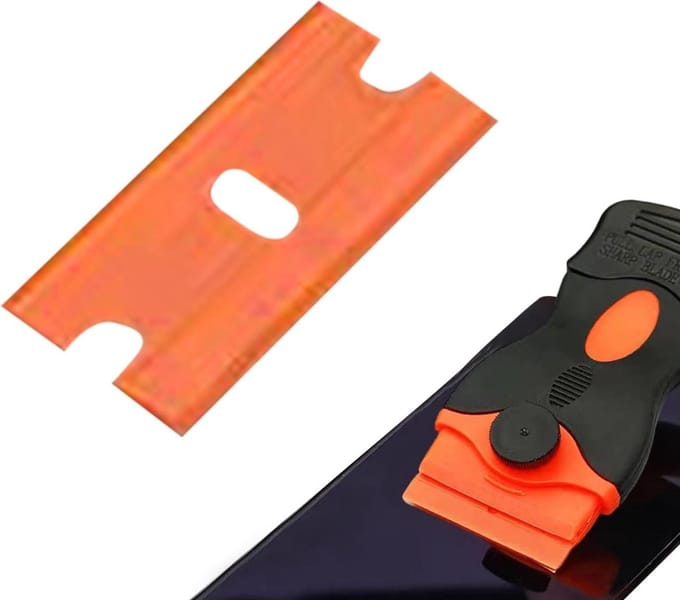 Glasschraper - Stickerverwijderaar - Stubborn Lijm Verwijderen - Ergonomische Grip - 10.5 x 4 cm - Grijs