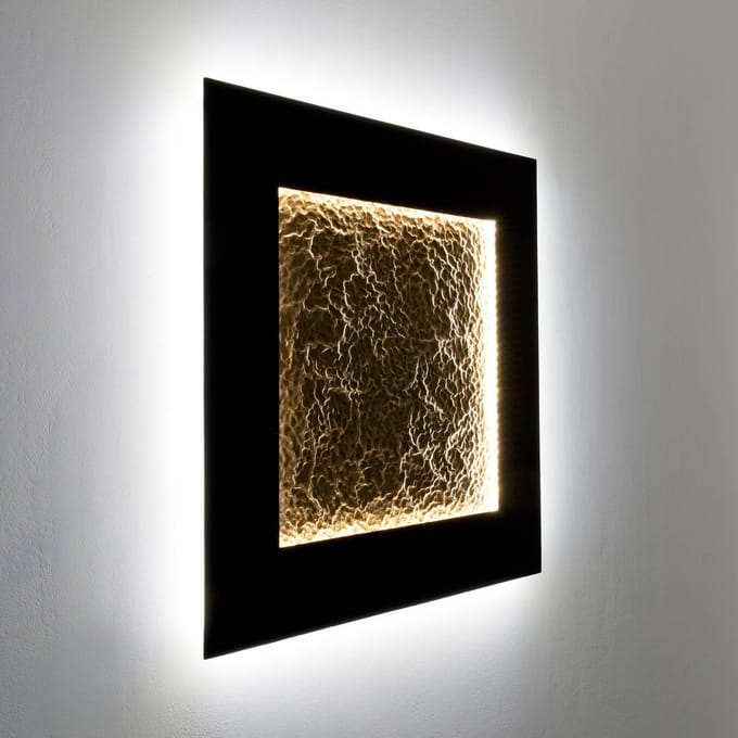 Holländer Plenilunio Eclipse LED wandlamp, bruin/goudkleurig, 80 cm