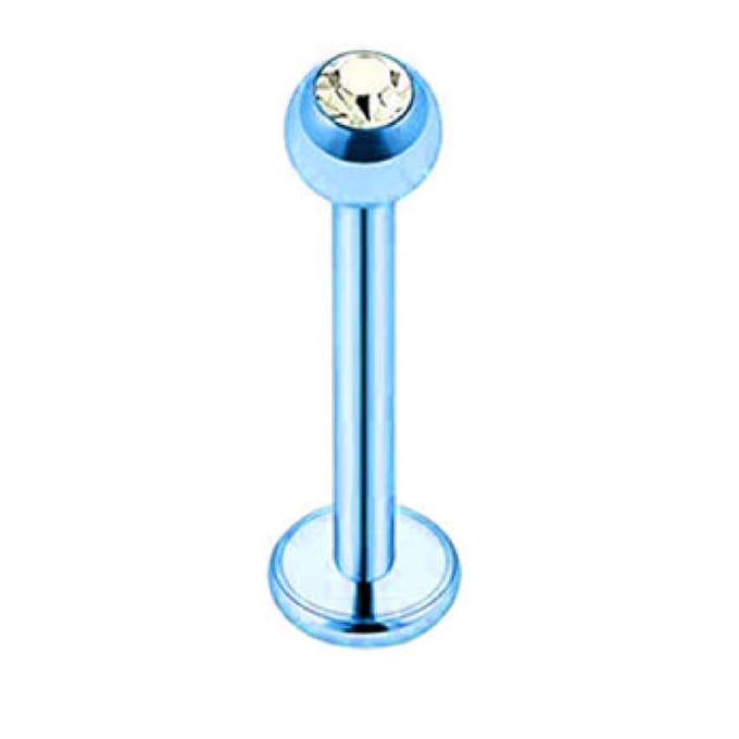 Blauw Met Steentjes - Neus / Septum / Helix Piercing