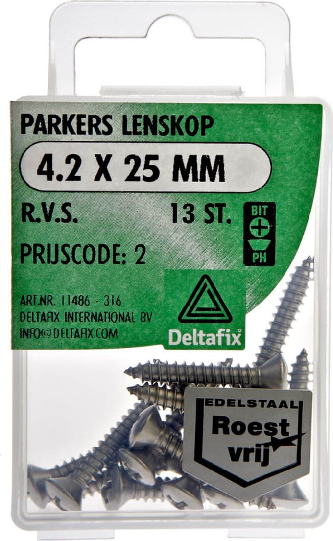 Spaanplaatschroeven Lenskop Pozidriv RVS 4.2x25mm
