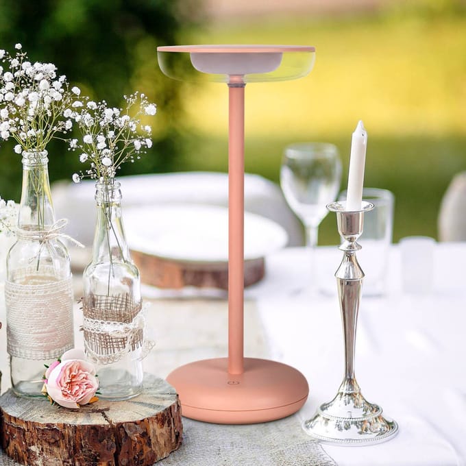 Näve LED terraslamp Pasi, roze Hoogte 26 cm Metaal Touch