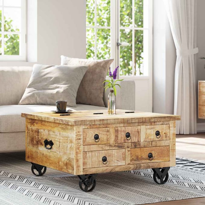 vidaXL - Salontafel - 70x70x40 - cm - ruw - mangohout